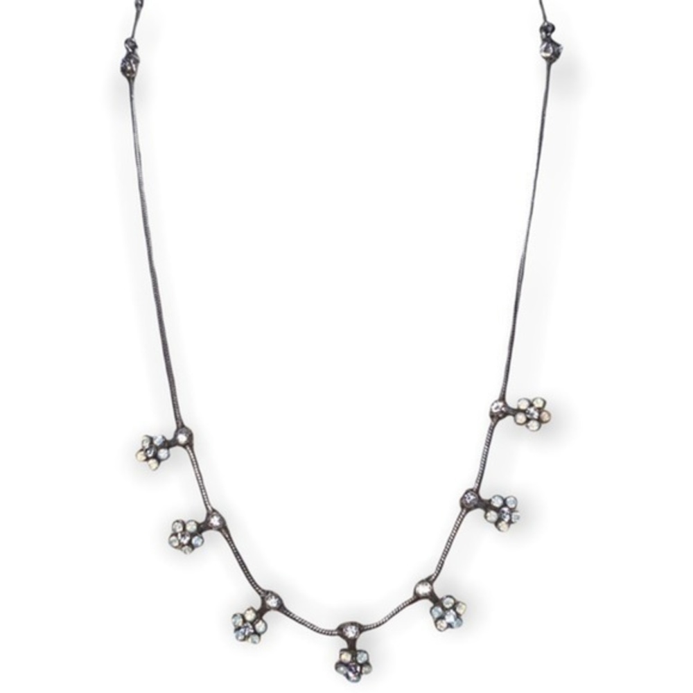 Yoni Z Silver Tone Cubic Zirconia Flower Shaker 21.5” Adjustable Necklace USA